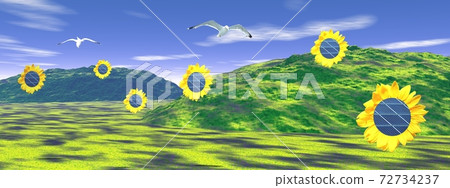 Soalr panels in sunflowers 72734237