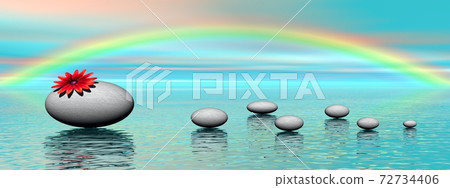 Zen stones and rainbow Zen stones and rainbow 72734406