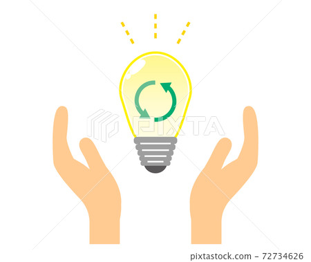 Environment / ecology vector illustration set hand light bulb Environment / ecology vector illustration set hand light bulb 72734626
