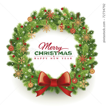 christmas wreath with traditional decorations christmas wreath with traditional decorations 72734792