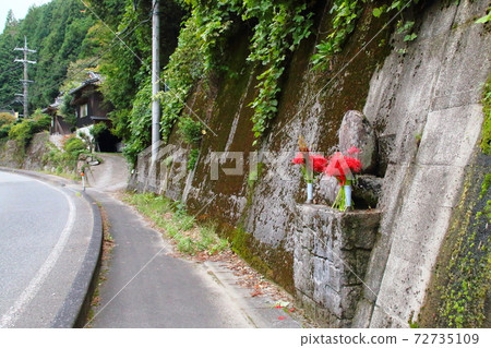 Cluster amaryllis offered to Jizo 72735109