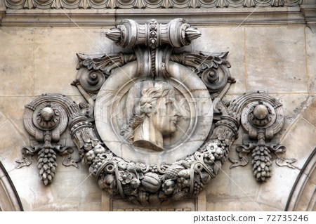 Architectural details of Opera National de Paris: Percolese, facade sculpture Architectural details of Opera National de Paris: Percolese, facade sculpture 72735246