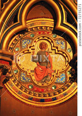 Icon on the wall of lower level of royal palatine chapel, Sainte-Chapelle, Paris, Icon on the wall of lower level of royal palatine chapel, Sainte-Chapelle, Paris, 72735271
