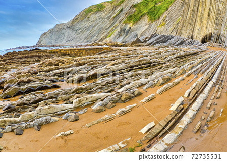 Steeply-tilted Layers of Flysch, Basque Coast UNESCO Global Geopark, Spain 72735531