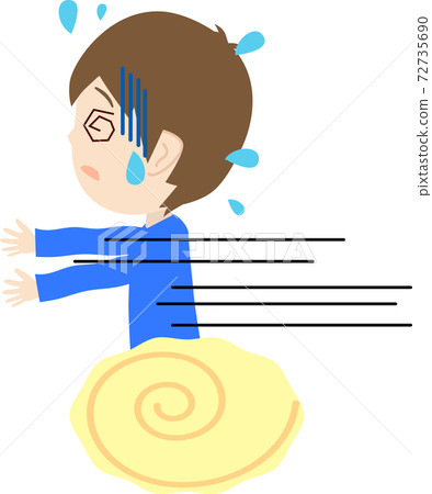 Illustration of a cute boy who is frightened and runs away 72735690