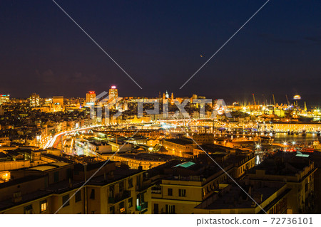 Night view seen from the hill of Jonova, Italy 72736101