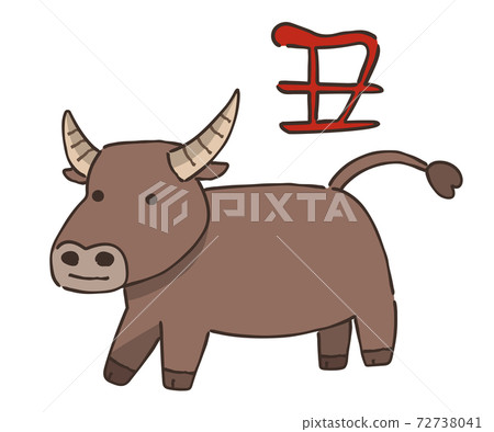 棕色的牛和漢字的插圖 72738041