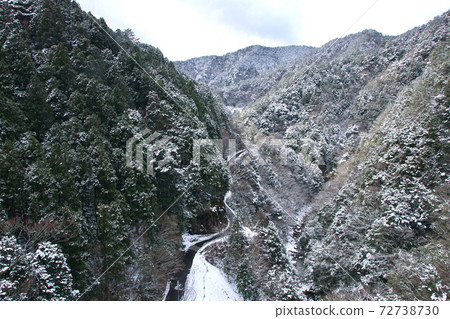 和歌山縣伊東郡高野町附近的高野白雪皚皚白雪皚皚的天際線景觀 72738730