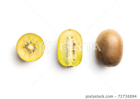 Ripe yellow kiwi fruit isolated on a white background. 72738894