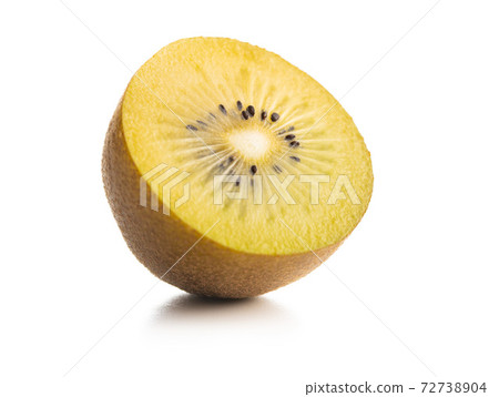 Ripe yellow kiwi fruit isolated on a white background. Ripe yellow kiwi fruit isolated on a white background. 72738904