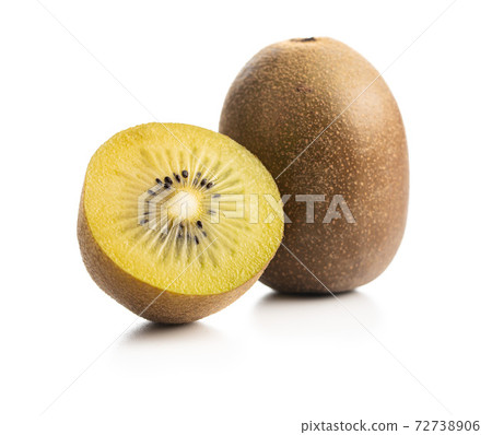 Ripe yellow kiwi fruit isolated on a white background. Ripe yellow kiwi fruit isolated on a white background. 72738906