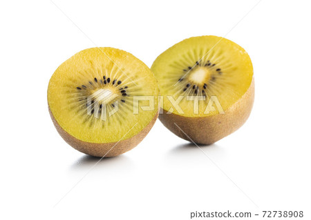 Ripe yellow kiwi fruit isolated on a white background. Ripe yellow kiwi fruit isolated on a white background. 72738908