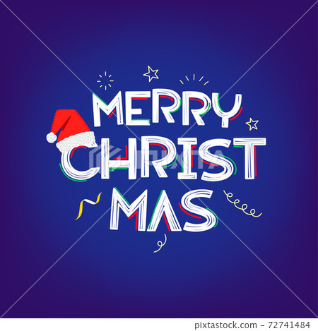 Merry Christmas vector banner with Santas hat Merry Christmas vector banner with Santas hat 72741484