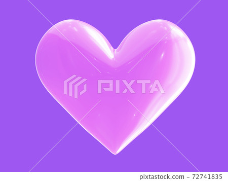 shiny pink heart with highlights isolated on violet background. 3d illustration 72741835