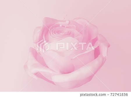 one elegant light pink pastel rose with beads, 3d render 72741836