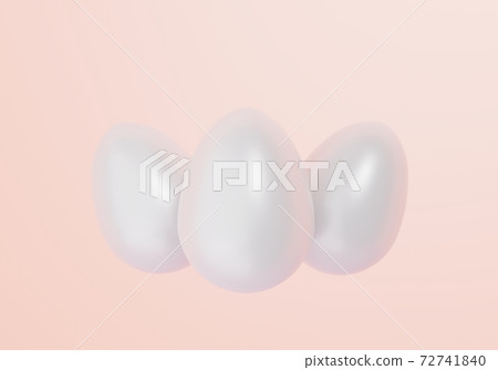 White easter eggs on light beige background, 3d illustration 72741840