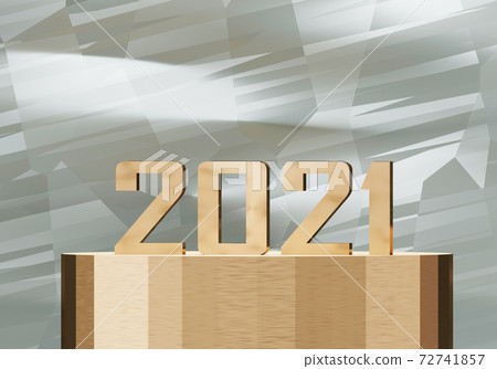 bronze metal cylinder stand with number 2021, new year concept, 3d render bronze metal cylinder stand with number 2021, new year concept, 3d render 72741857
