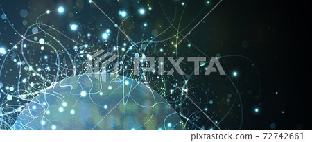 Quantum processing. Deep learning artificial intelligence. Future new technology for business or science presentation Quantum processing. Deep learning artificial intelligence. Future new technology for business or science presentation 72742661