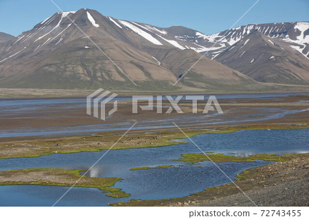 Beautiful nature and landscape near Longyearbyen, Spitsbergen  in Norway 72743455