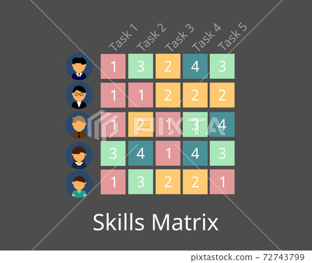 skills matrix or competency matrix tool for HR analytic vector 72743799