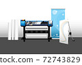 Blue plotter printer with media 72743829