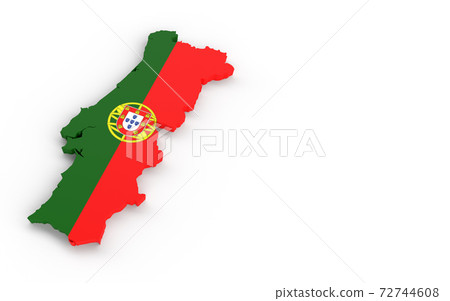 Map of Portugal with Portugal flag 3D rendering Map of Portugal with Portugal flag 3D rendering 72744608