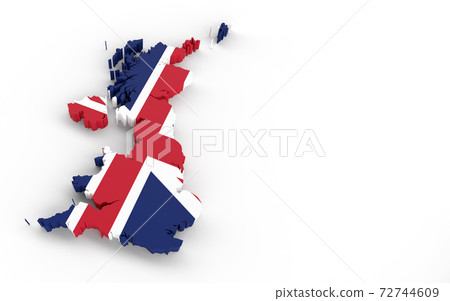 United Kingdom map with United Kingdom flag Union Jack 3D rendering United Kingdom map with United Kingdom flag Union Jack 3D rendering 72744609