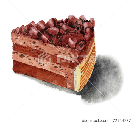 模擬水彩蛋糕蛋糕巧克力 72744727