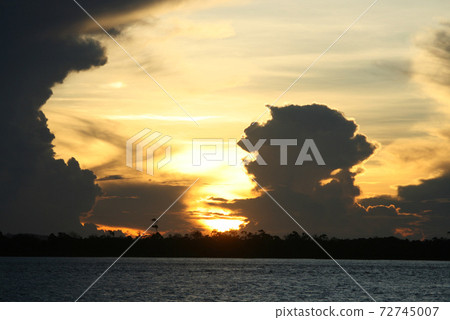 Amazon sunset and Irido cloud Brazil 72745007
