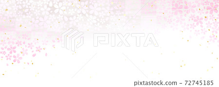 Horizontal background illustration of cherry blossoms and checkered pattern Horizontal background illustration of cherry blossoms and checkered pattern 72745185
