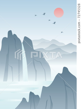 Waterfall and mountain vector illustration Waterfall and mountain vector illustration 72745328