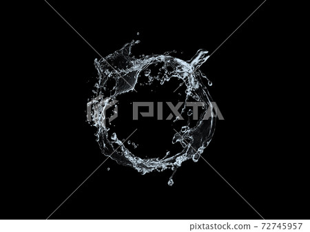 Abstract water ring and black background 72745957