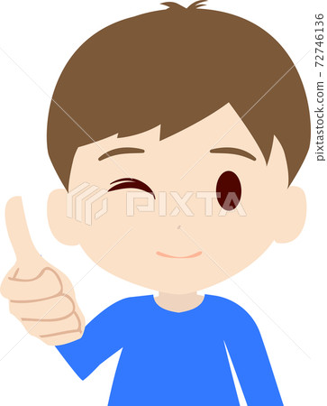 Illustration of the upper body of a cute boy who poses for Goo 72746136