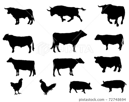 Livestock silhouette_set 72748694