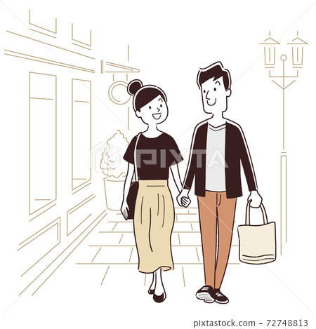 Vector Illustration Material: Couple, Shopping with Couple Vector Illustration Material: Couple, Shopping with Couple 72748813