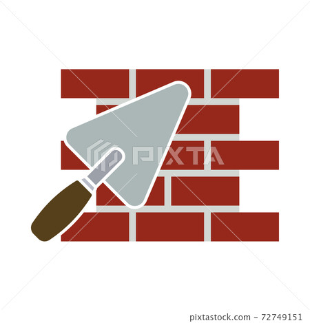 Icon Of Brick Wall With Trowel Icon Of Brick Wall With Trowel 72749151