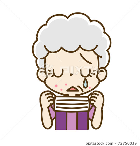 Elderly woman with rough skin in a mask Elderly woman with rough skin in a mask 72750039