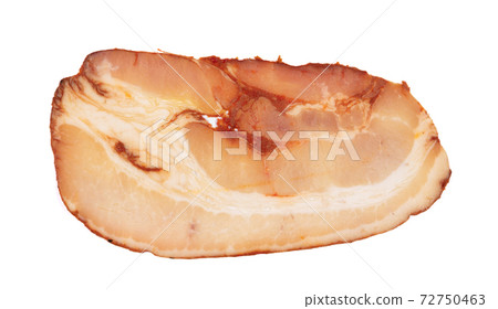 Raw seasoned bacon slice isolated on white Raw seasoned bacon slice isolated on white 72750463
