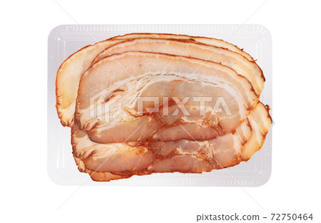 Raw seasoned bacon slices isolated on white Raw seasoned bacon slices isolated on white 72750464