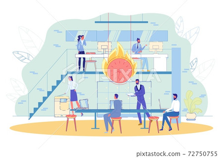 Deadline in Coworking Office and Worried Team Deadline in Coworking Office and Worried Team 72750755