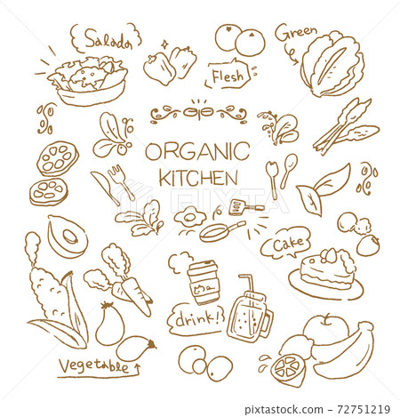 手寫的有機食品材料 72751219