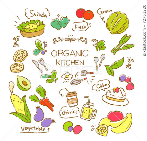 手寫的有機食品材料 72751220