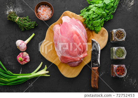 Raw fresh beef bottom round rump roast with spice and herbs 72752453