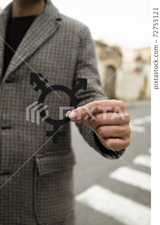 person showing a transgender symbol 72755121