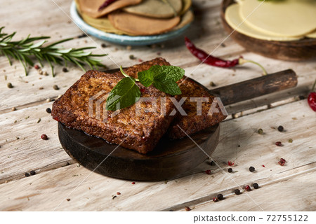 tofu fillets, vegan cheese and tofu cold cuts 72755122