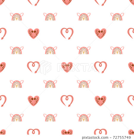 Rainbow Valentines day pink background. Pink... - Stock Illustration  [72755749] - PIXTA