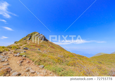 Tengu Castle and mountain trail, Kuju mountain range in early autumn, Kusu-gun, Oita Prefecture Tengu Castle and mountain trail, Kuju mountain range in early autumn, Kusu-gun, Oita Prefecture 72755778