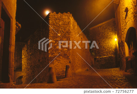 Night view of a rural town in Catalonia 72756277