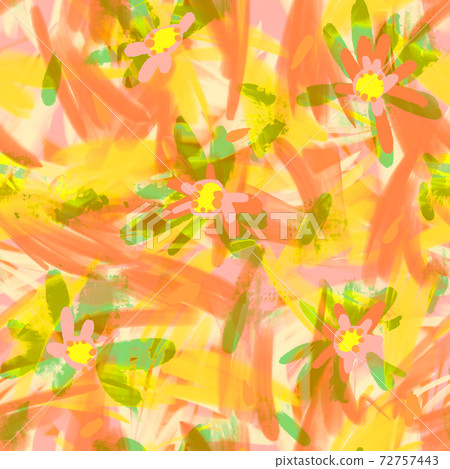 Expressive abstract floral seamless pattern with large daisy buds. Brush strokes oil painting. Hand drawn meadow flowers with lush foliage. Botanical illustration for fashion design, textile, fabric. Expressive abstract floral seamless pattern with large daisy buds. Brush strokes oil painting. Hand drawn meadow flowers with lush foliage. Botanical illustration for fashion design, textile, fabric. 72757443