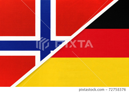 Norway and Germany, symbol of national flags from textile. Norway and Germany, symbol of national flags from textile. 72758376